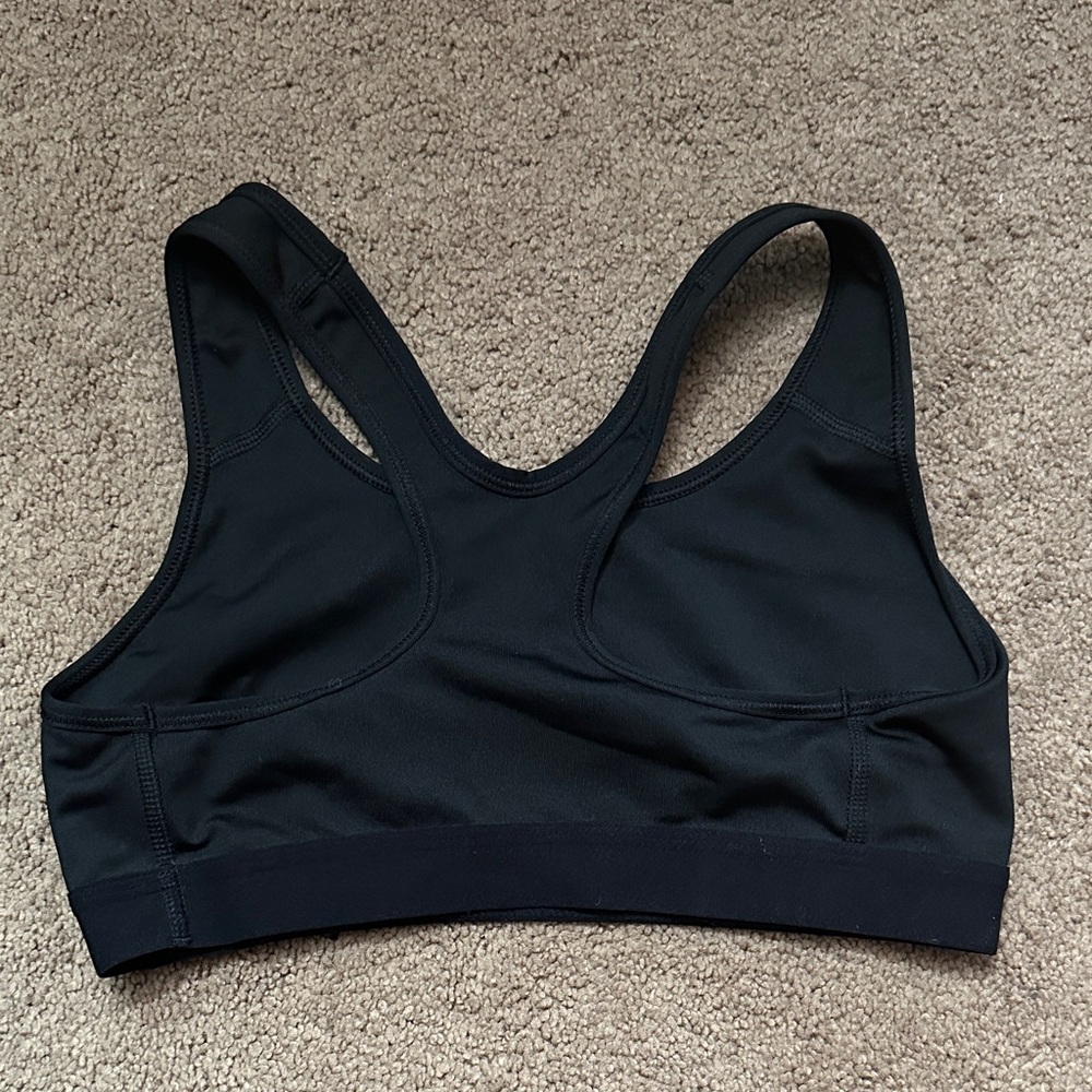 Nike Women's Black Sports Bra with White Swoosh - Picture 2 of 5